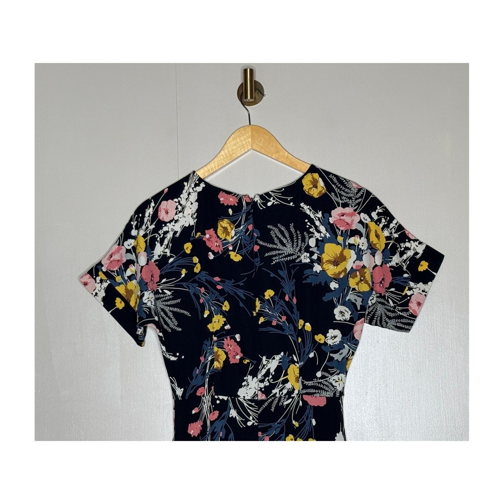 Lulus Black Floral Fit & Flare Dress Short Sleeve Romantic XS - Picture 7 of 10